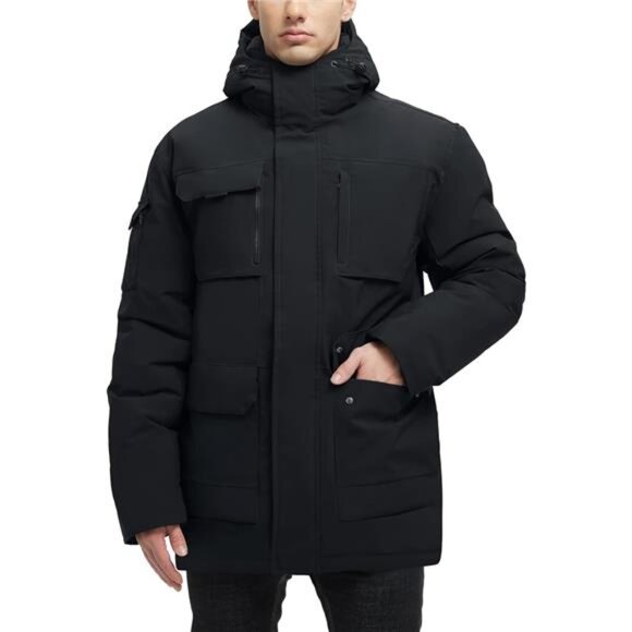 Mens Winter Coats Waterproof Jackets Padded Jacket with Hood Windbreaker